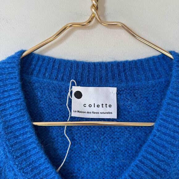NWOT Colette Le Maison des Fibers Naturelles Italian Blue Wool Vest S/ M - Picture 5 of 7
